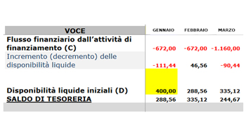 Budget di Tesoreria - Flussi finanziari attività finanziamento