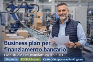 Business plan per finanziamento bancario: caso studio PMI manifattura (€950k)
