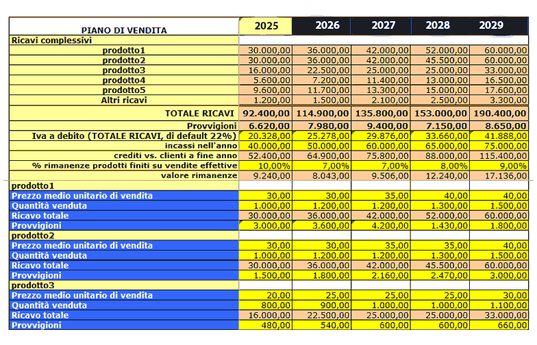 software business plan italiano